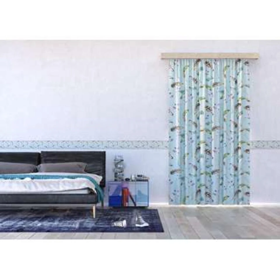 Sanders & Sanders Zelfklevende Behangrand - Veren - Vergrijsd Blauw - Afbeelding 2