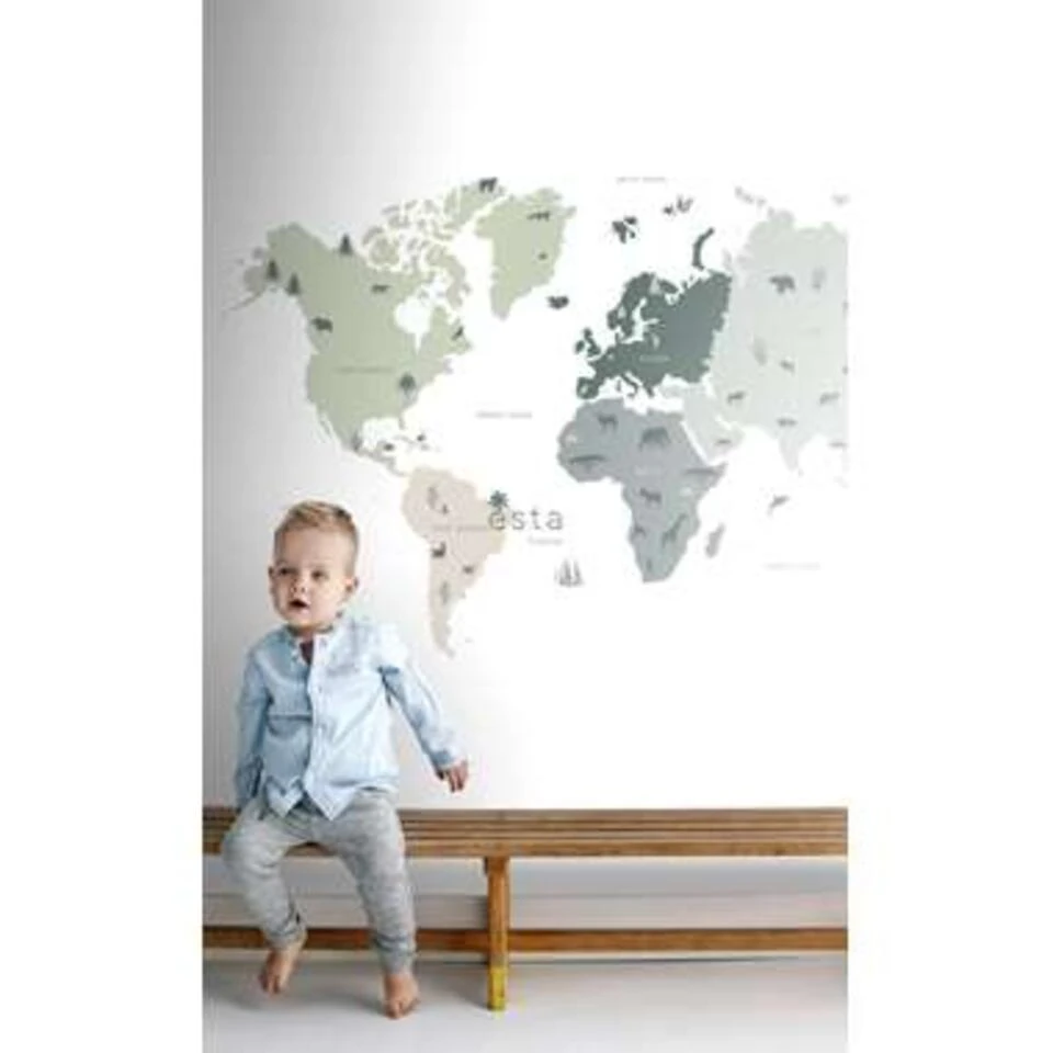 ESTAhome Fotobehang - Wereldkaart Voor Kinderen - 2 X 2,79 M - Afbeelding 4