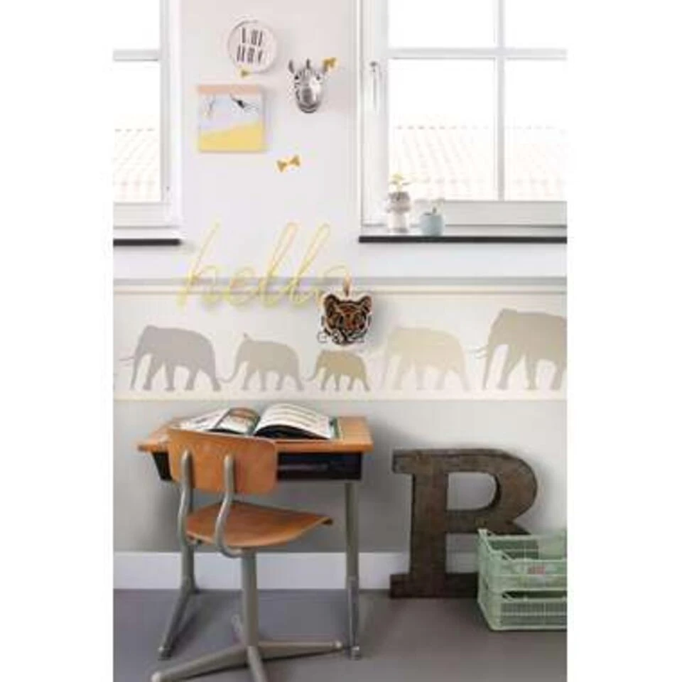 ESTAhome Behangrand - Olifanten - Beige - 46,5 Cm X 4 M - Afbeelding 3