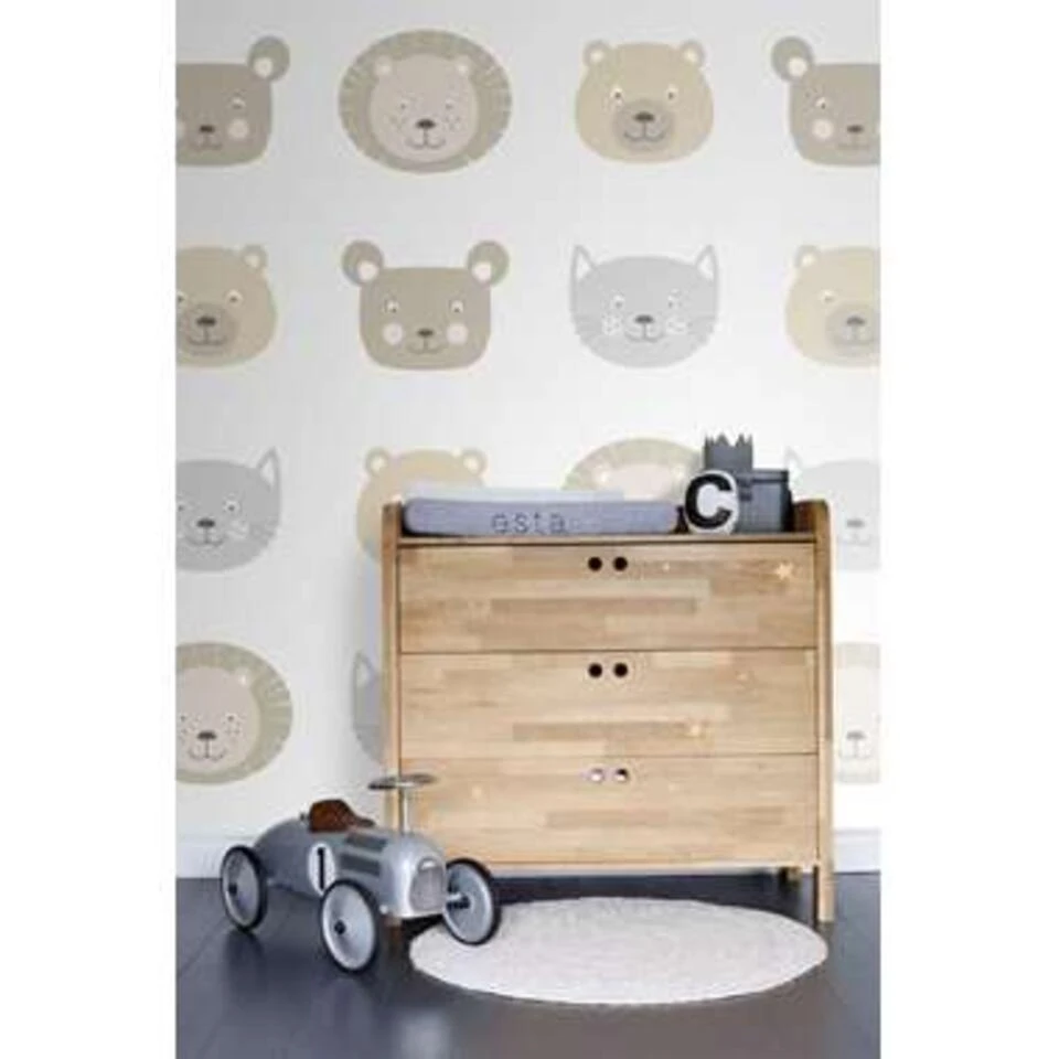 ESTAhome Behang - Dierenkoppen - Beige, Bruin En Grijs - 0.5 X 8.37 M - Afbeelding 4