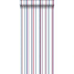 ESTAhome Behang - Strepen - Rood En Blauw - 53 Cm X 10,05 M