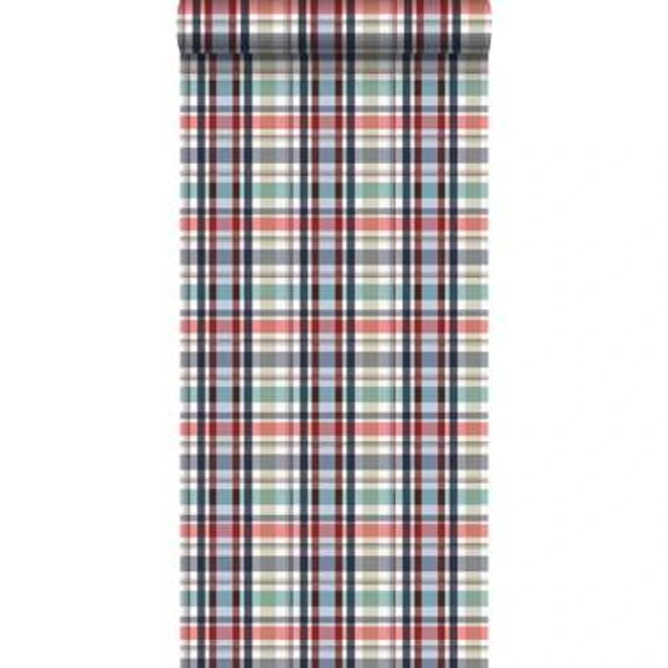 ESTAhome Behang - Ruiten - Rood, Blauw En Groen - 53 Cm X 10.05 M - Afbeelding 2
