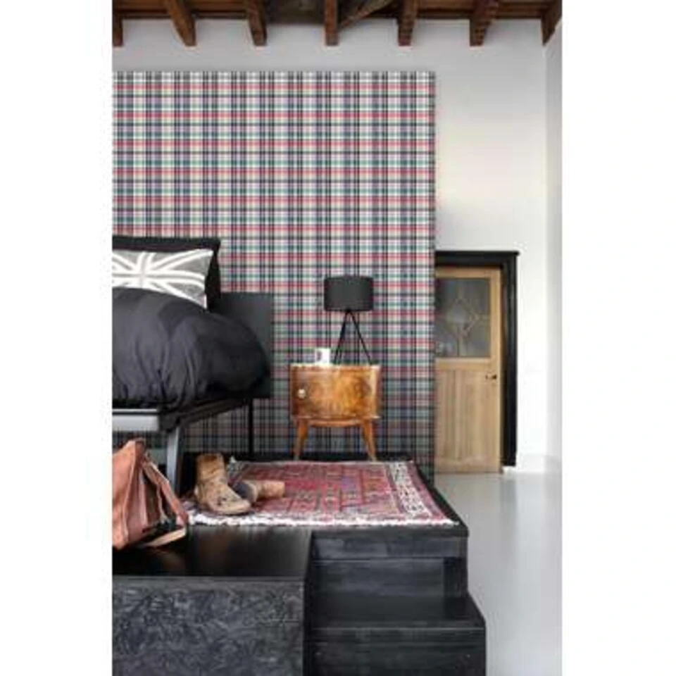 ESTAhome Behang - Ruiten - Rood, Blauw En Groen - 53 Cm X 10.05 M - Afbeelding 4