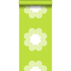 ESTAhome Behang - Kanten Bloemen - Limegroen - 53 Cm X 10,05 M