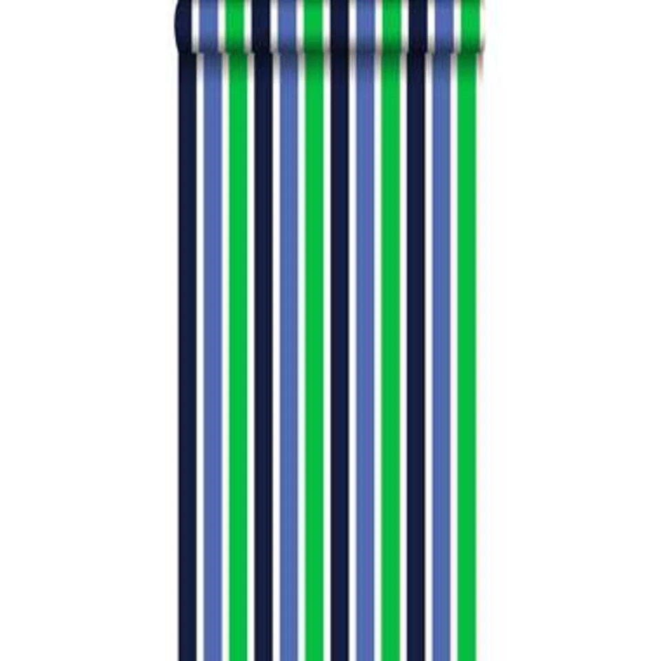 ESTAhome Behang - Strepen - Marine Blauw En Groen - 53 Cm X 10,05 M - Afbeelding 2