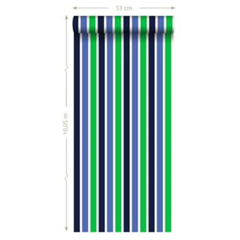ESTAhome Behang - Strepen - Marine Blauw En Groen - 53 Cm X 10,05 M - Afbeelding 4