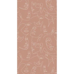 ESTAhome Fotobehang - Gezichten - Terracottarood En Wit - 1.5 X 2.79m