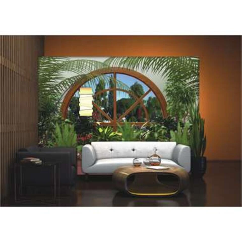 Sanders & Sanders Fotobehang - Tuinzicht - Groen, Blauw En Beige - Afbeelding 2