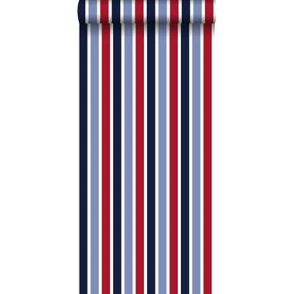 ESTAhome Behang - Strepen - Marine Blauw En Rood - 53 Cm X 10,05 M - Afbeelding 2