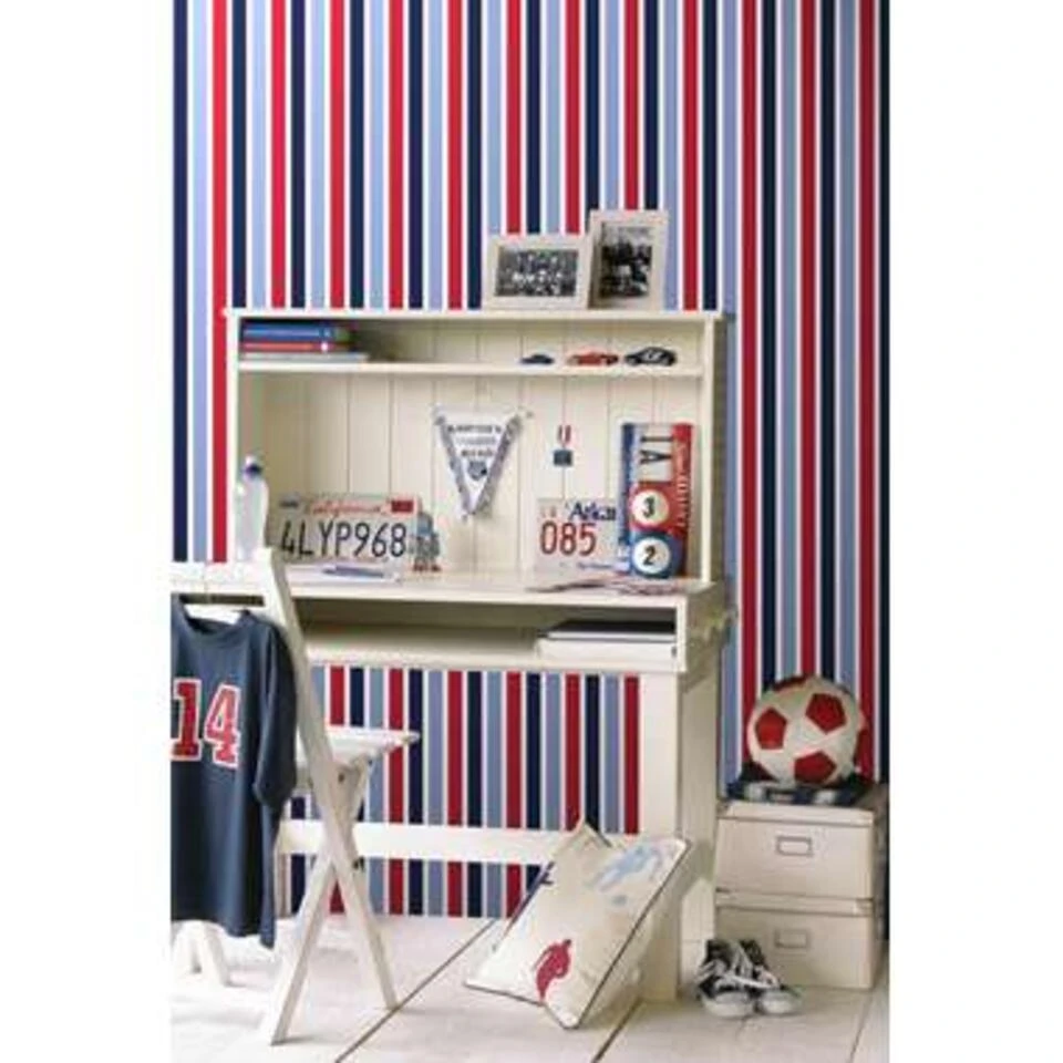 ESTAhome Behang - Strepen - Marine Blauw En Rood - 53 Cm X 10,05 M - Afbeelding 4