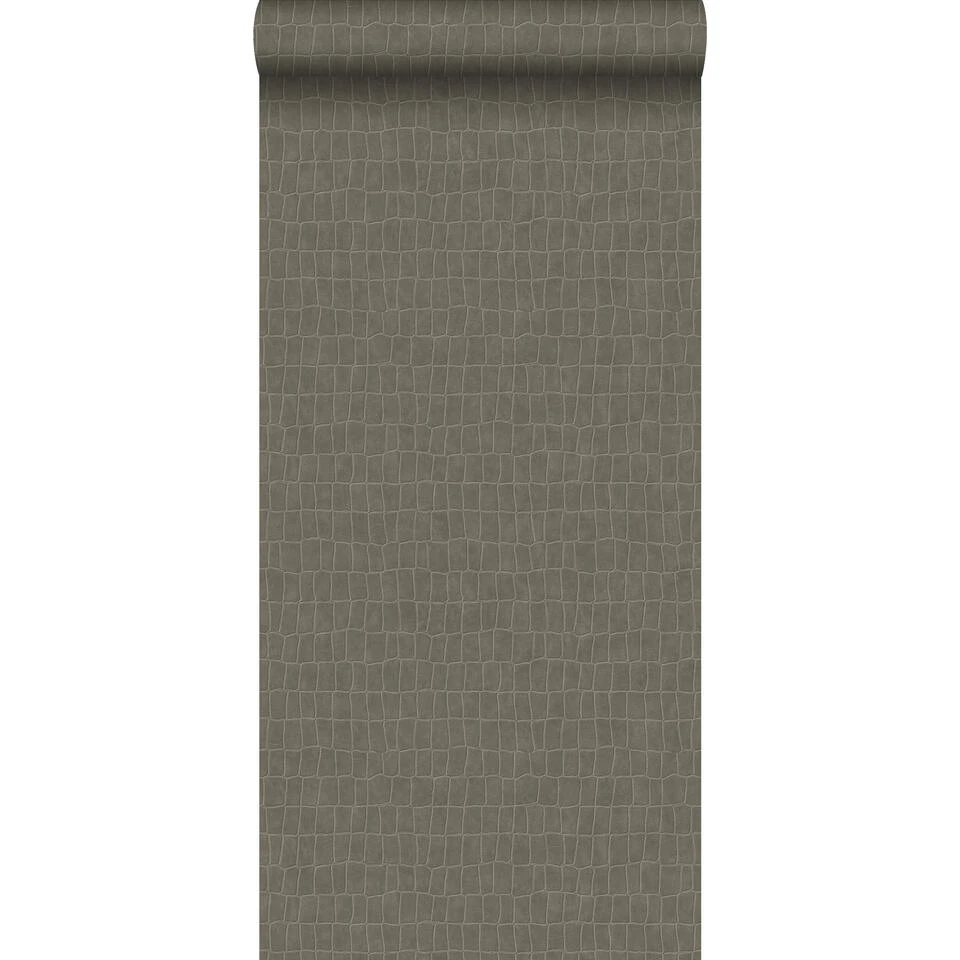 ESTAhome Behang - Krokodillenhuid - Vergrijsd Bruin - 0.53 X 10.05 M