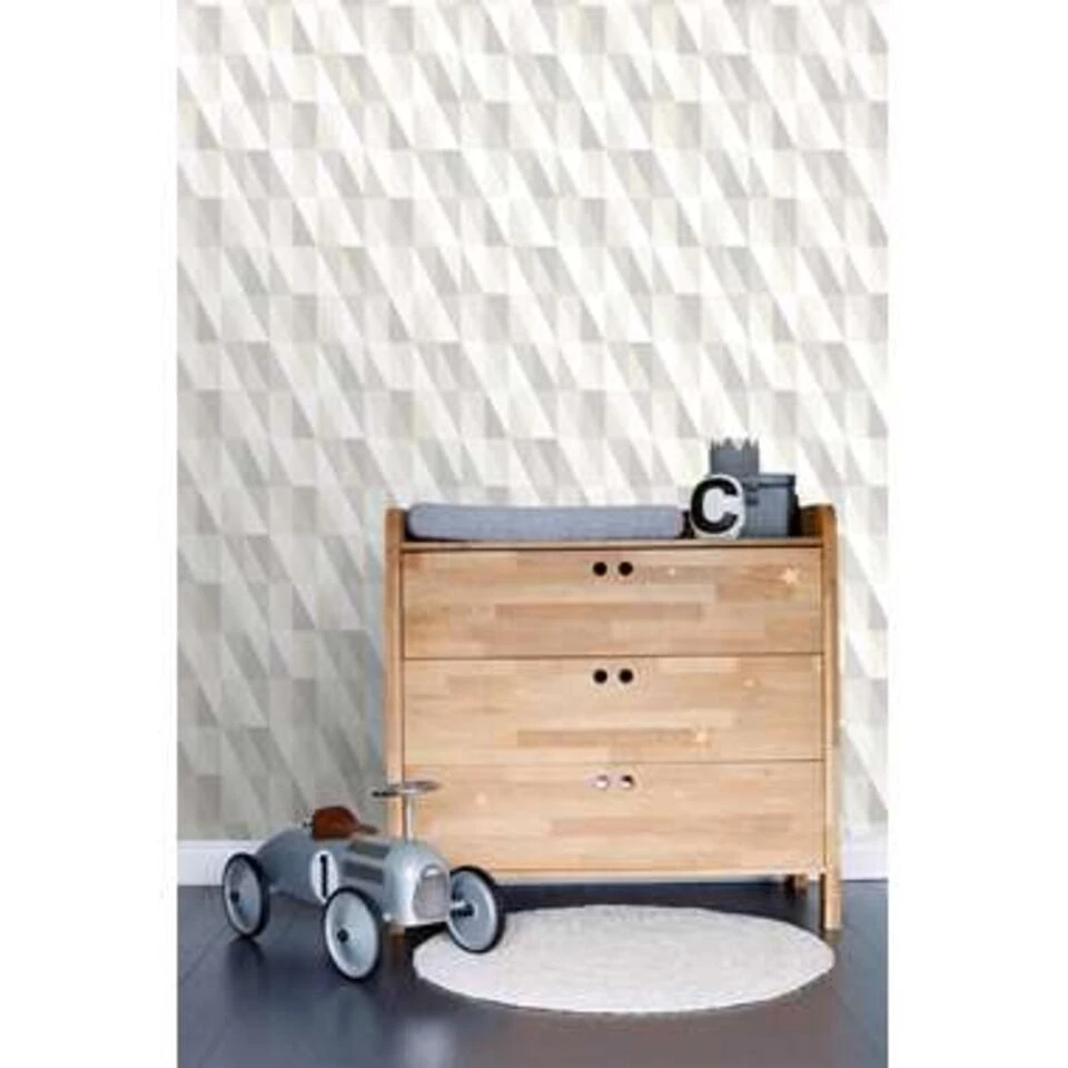 ESTAhome Behang - Driehoeken - Zilver, Grijs, Beige - 53 Cm X 10.05 M - Afbeelding 4