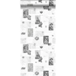 ESTAhome Behang - Vintage Ansichtkaarten - Zwart En Wit