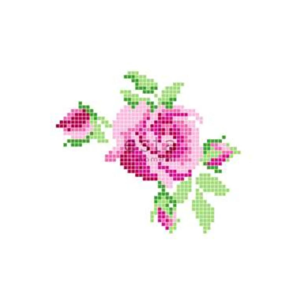 ESTAhome Fotobehang - Crochet Rose - Roze En Groen - 186 Cm X 2,79 M - Afbeelding 2