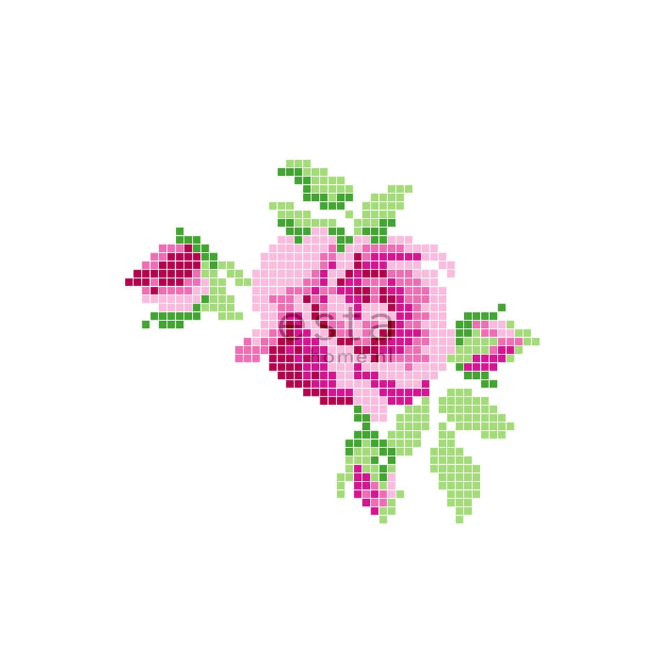 ESTAhome Fotobehang - Crochet Rose - Roze En Groen - 186 Cm X 2,79 M