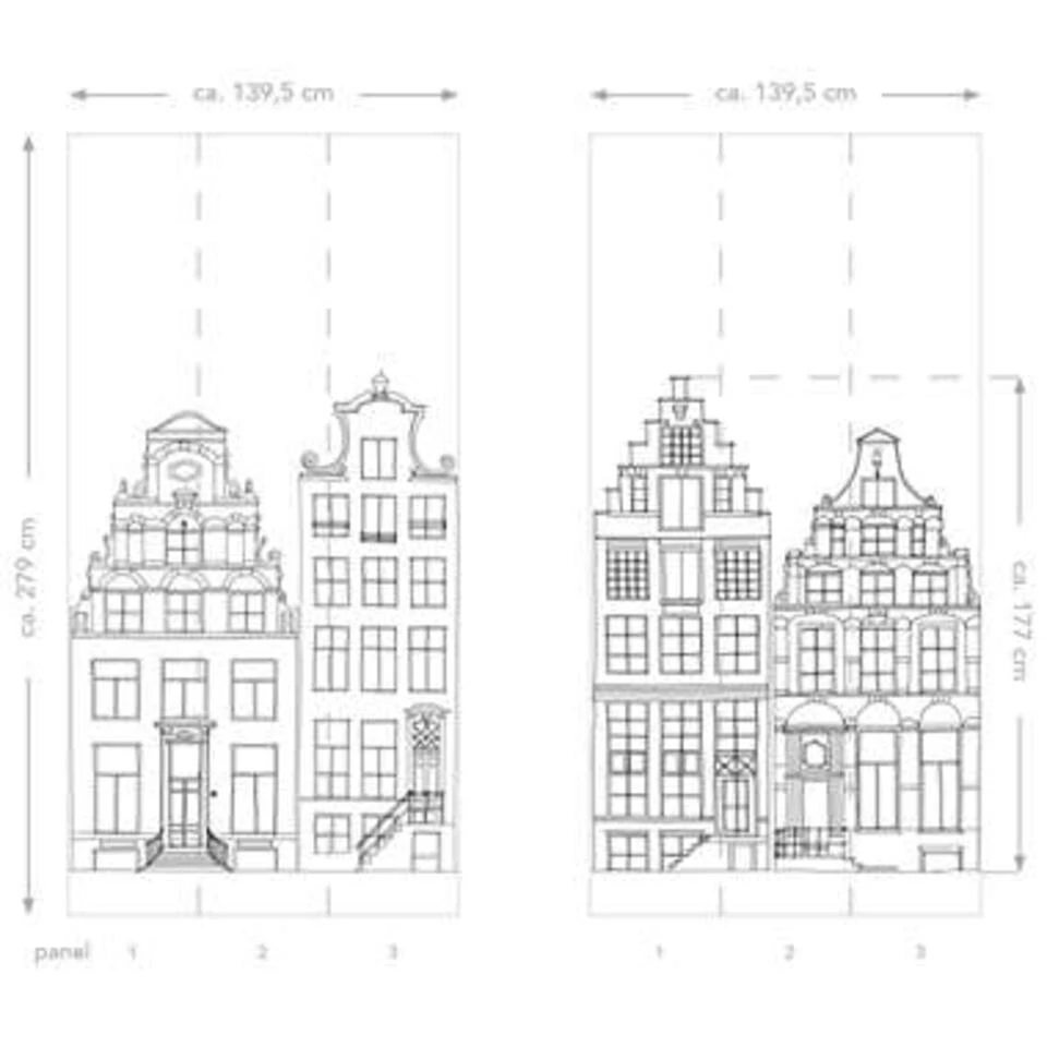 ESTAhome Fotobehang - Amsterdamse Grachtenhuisjes - 1.395 X 2.79 M - Afbeelding 3