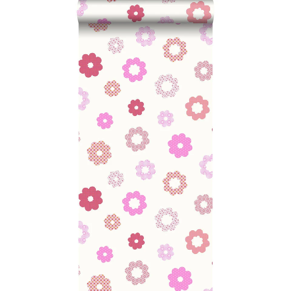 ESTAhome Behang - Kant-motief - Roze - 53 Cm X 10,05 M