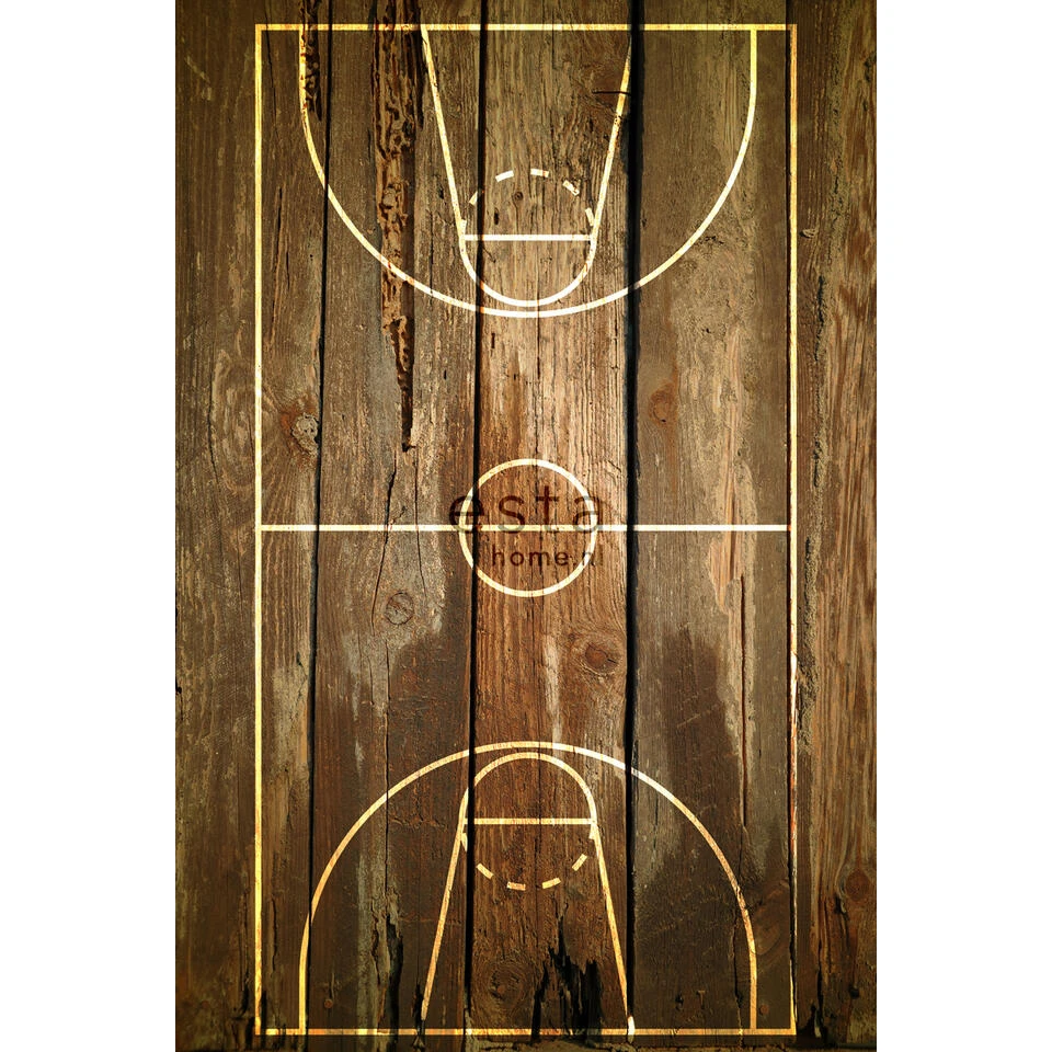 ESTAhome Fotobehang - Basketbalveld - Bruin - 186 Cm X 2.79 M