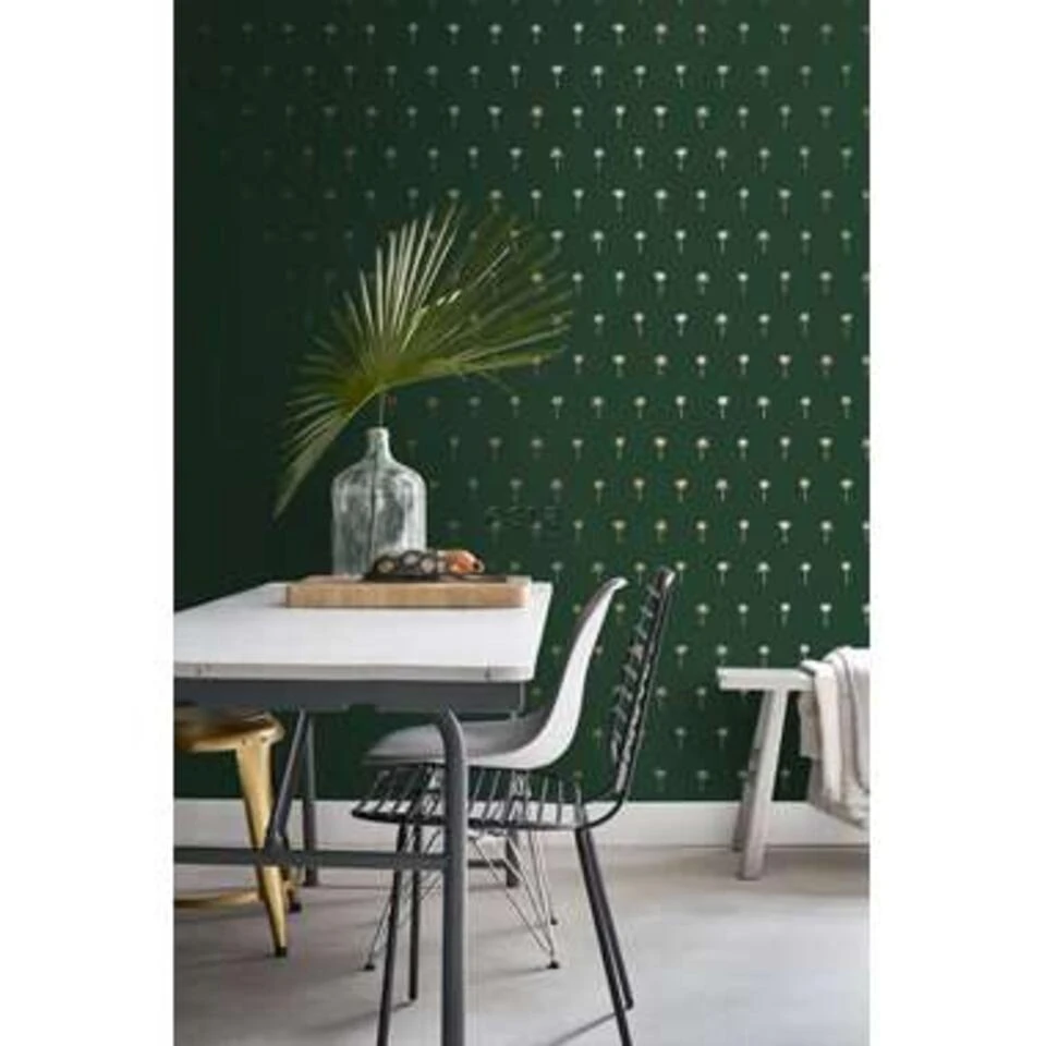 ESTAhome Behang - Palmbomen - Emerald Groen En Goud - 0.53 X 10.05 M - Afbeelding 3