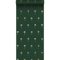ESTAhome Behang - Palmbomen - Emerald Groen En Goud - 0.53 X 10.05 M