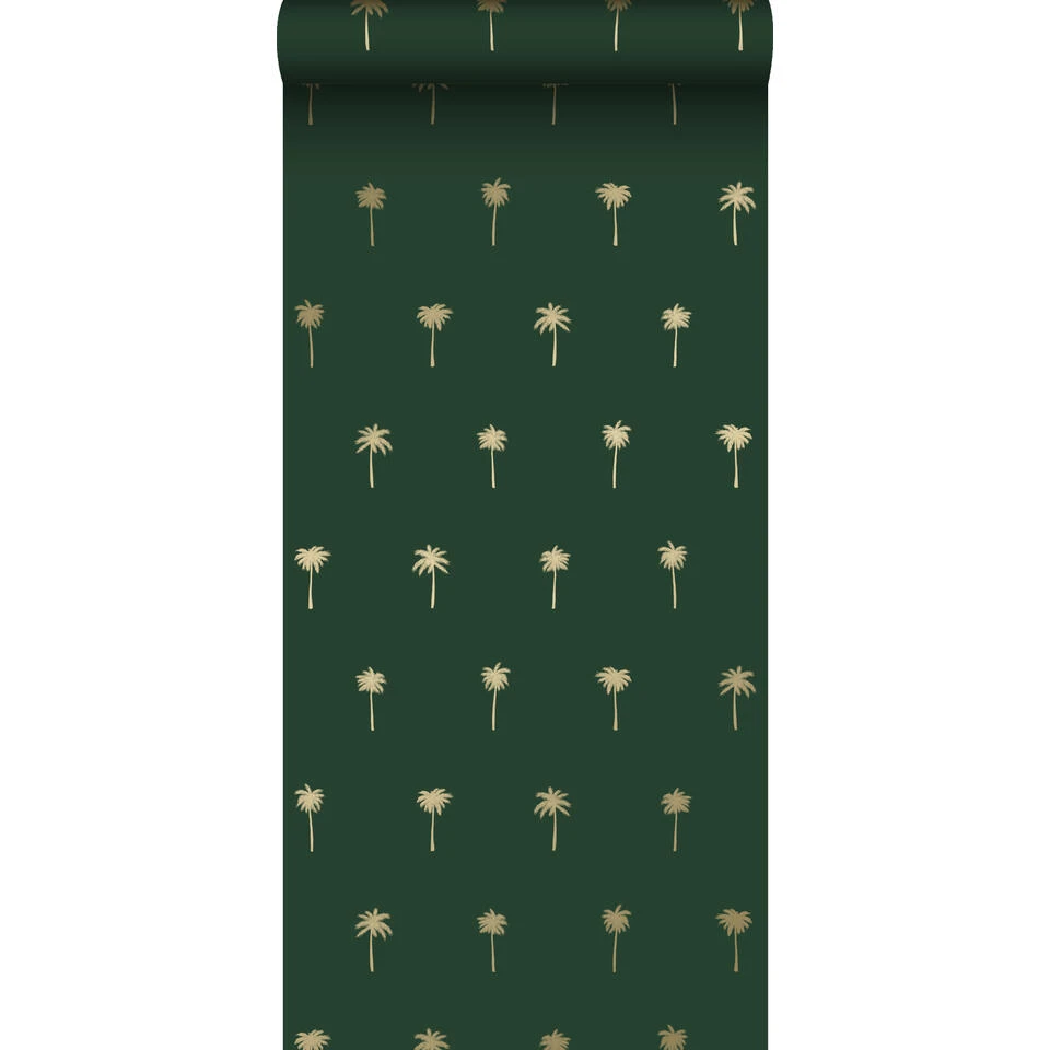 ESTAhome Behang - Palmbomen - Emerald Groen En Goud - 0.53 X 10.05 M