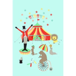 ESTAhome Fotobehang - Circus Figuren - Turquoise - 186 Cm X 2,79 M