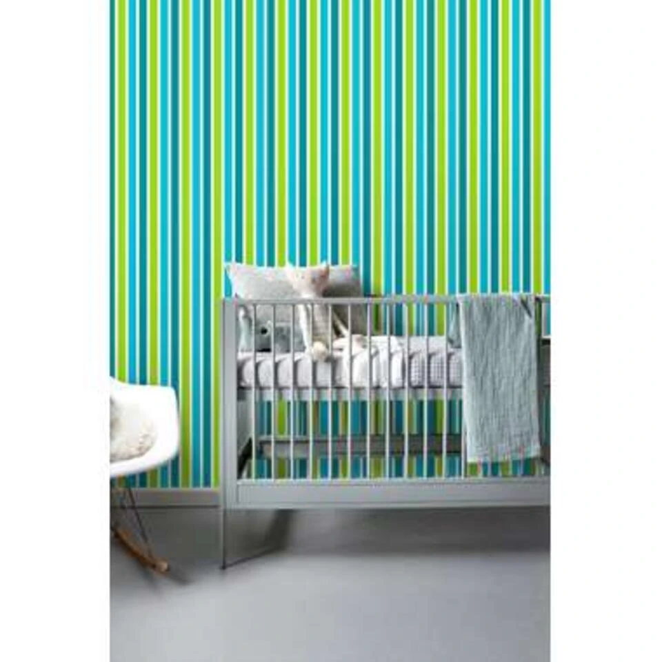ESTAhome Behang - Strepen - Turquoise En Limegroen - 53 Cm X 10,05 M - Afbeelding 3