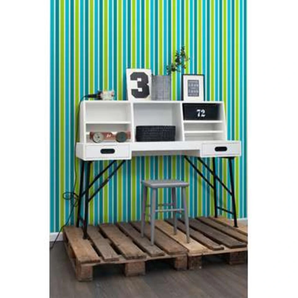 ESTAhome Behang - Strepen - Turquoise En Limegroen - 53 Cm X 10,05 M - Afbeelding 4