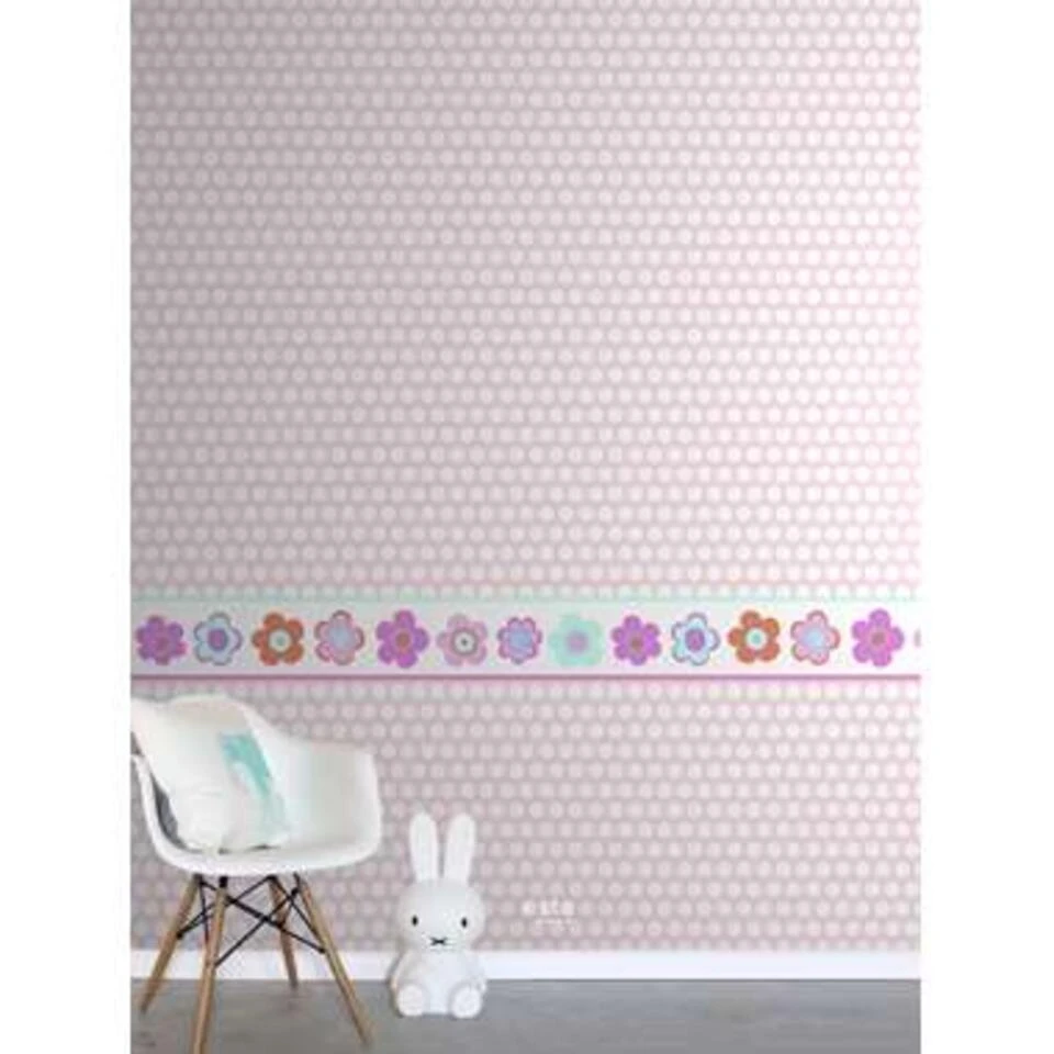 ESTAhome Behangrand - Vintage Bloemen - Turquoise, Roze En Oranje - Afbeelding 4