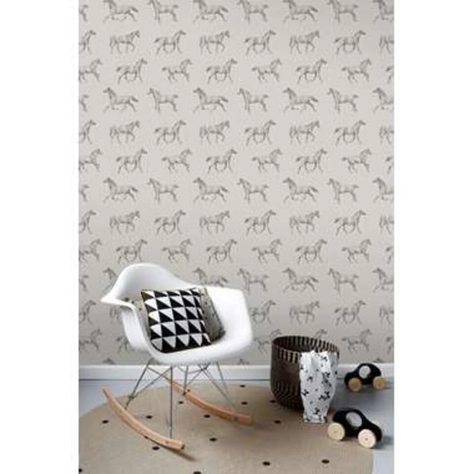 ESTAhome Behang - Getekende Paarden - Donker Beige - 53 Cm X 10.05 M - Afbeelding 4