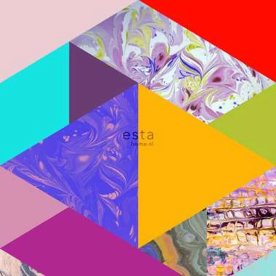 ESTAhome Behang XXL - Driehoeken Met Marmer Effect - 8.37 X 0.465 M - Afbeelding 2