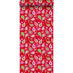 ESTAhome Behang - Paisleys - Rood - 53 Cm X 10,05 M